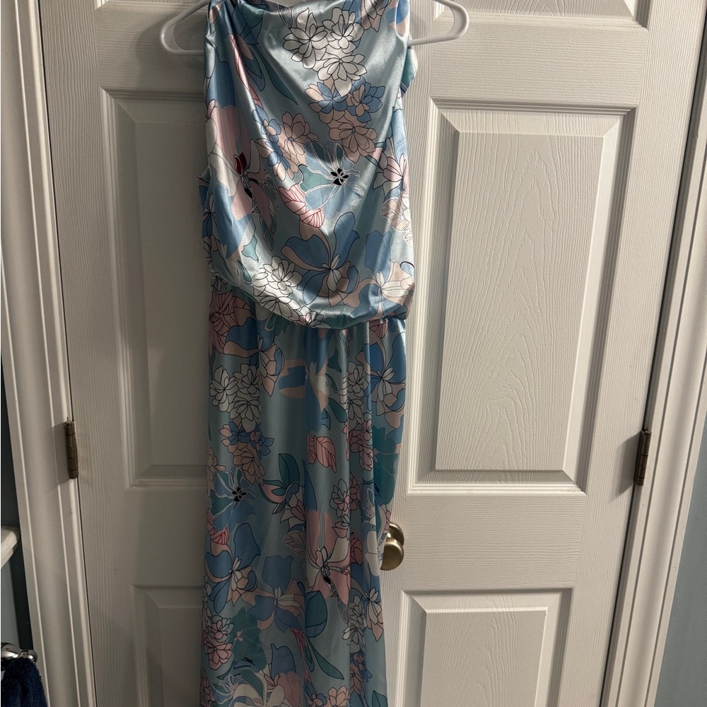 Floral Maxi Dress in Blue and Pink
